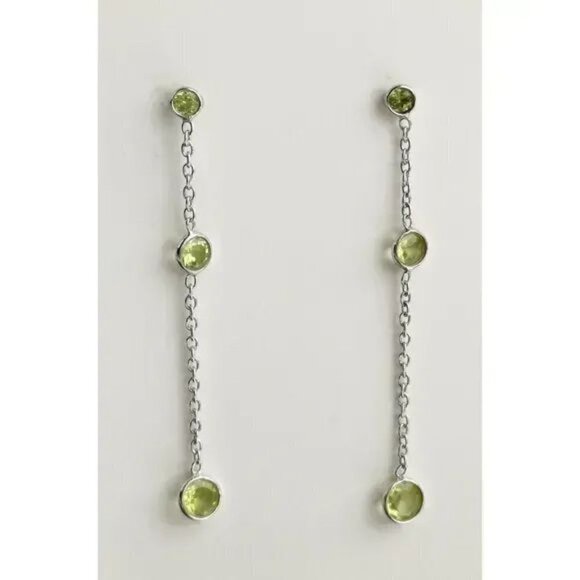 Nwt Sterling Silver 925 peridot dangle earrings - Picture 6 of 6